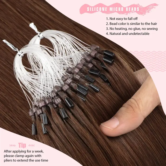 Extensions de micro-boucles de cheveux 100% humains