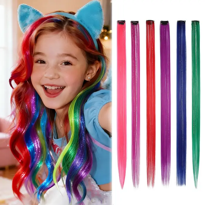 Extensions capillaires synthétiques à clips pour filles