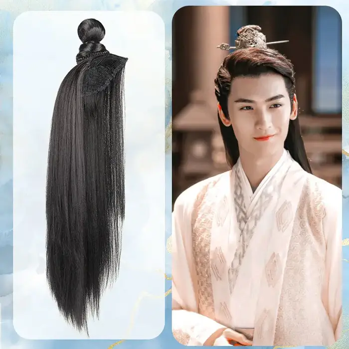 Perruque Hanfu pour homme, style chinois ancien 2026, cheveux longs tombants, pour prince charmant, 