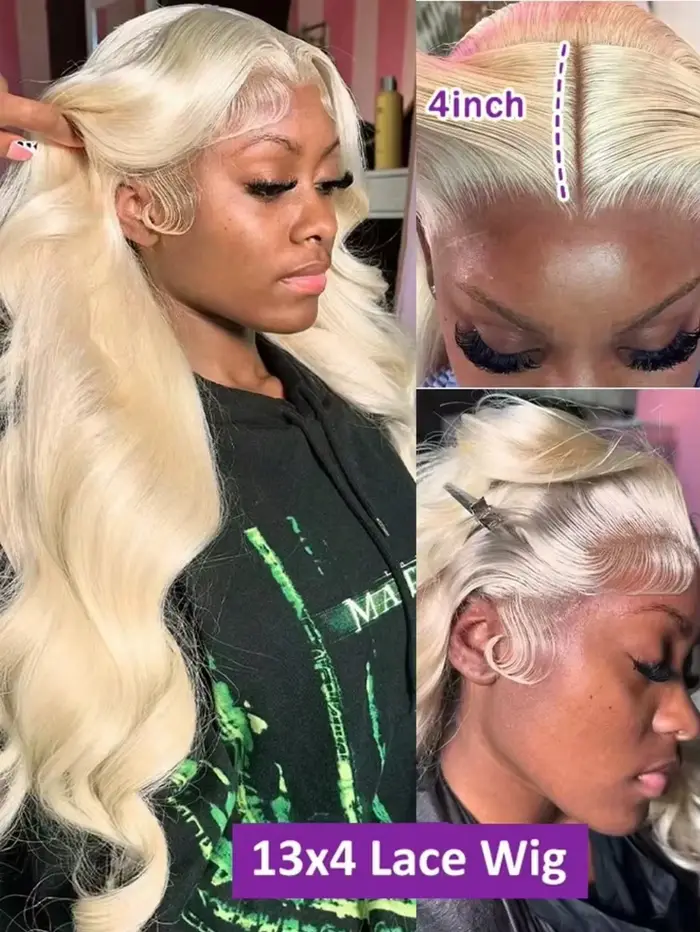 Perruque de cheveux humains blonds 613, densité 200, 40 pouces, avec dentelle frontale HD 13x6, pré-