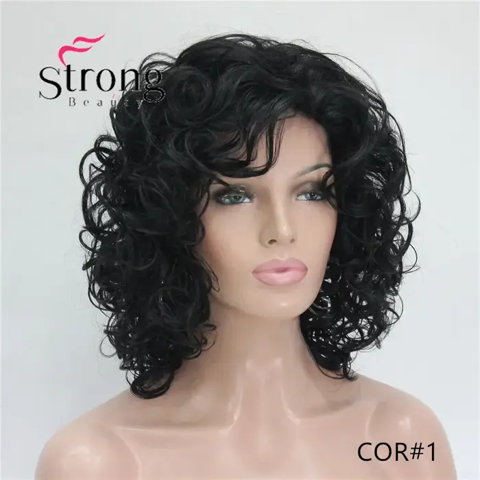 StrongBeauty – perruque synthétique courte Super bouclée et épaisse, blonde