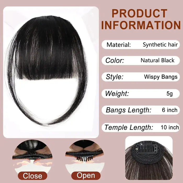Faux franges coréennes à clipser pour coiffure, extensions de cheveux synthétiques, postiches pour f