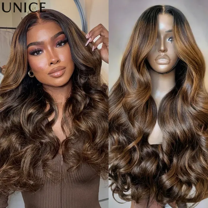 UNice 7x5 Bye Bye Slip ™ Balayage mettre en évidence la perruque sans colle de cheveux humains de