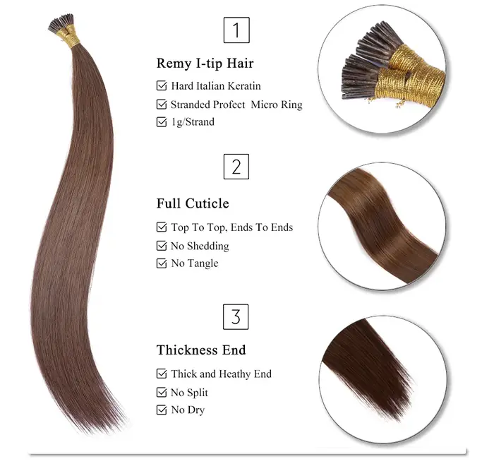 Kiikiigirl kératine pointe cheveux 100% Remy extensions humaines Fusion pour pointe d'ongle pleine tête cheveux brésiliens