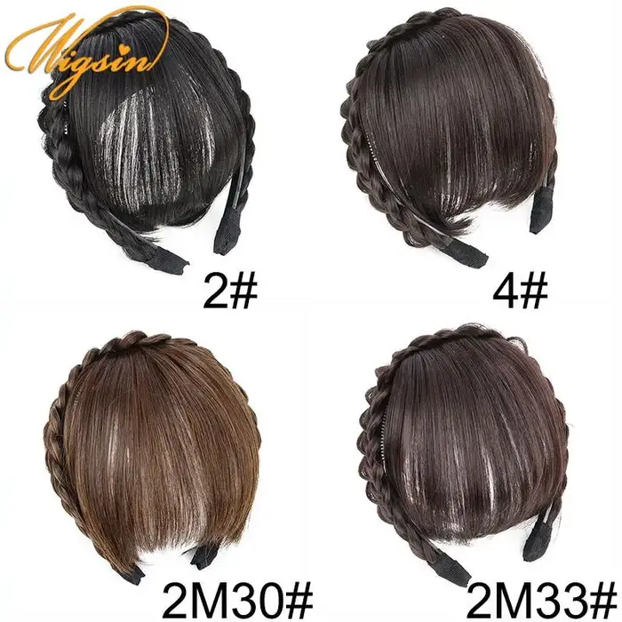 Nouveaux accessoires pour cheveux bandeau synthétique frange à Air perruques avec tresses résistance à la chaleur pince