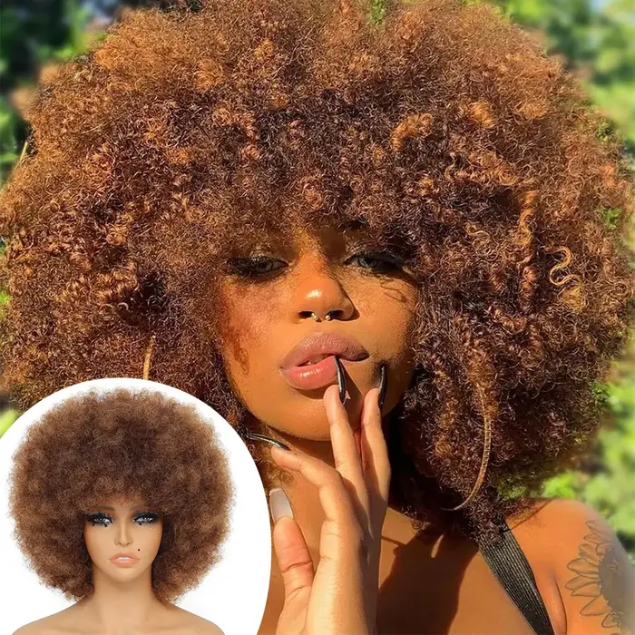 Perruque synthétique Afro bouclée et crépue pour femmes