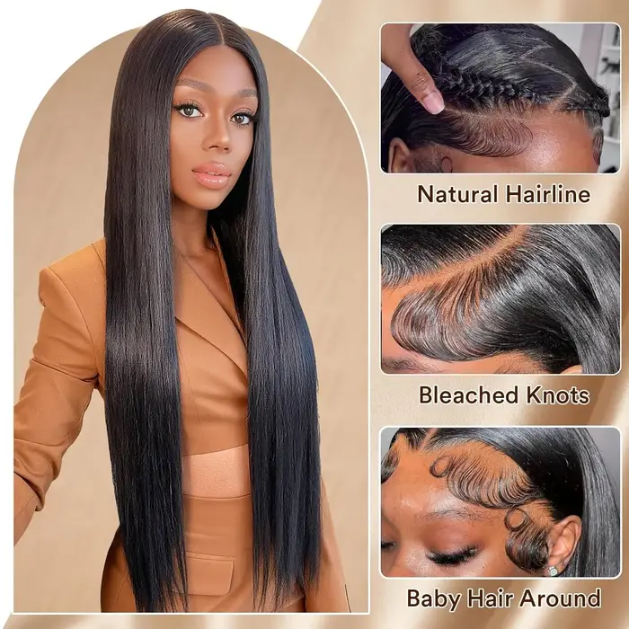 Perruques de cheveux humains bruts HD ultra-lisses 13x6 de 30 à 40 pouces, densité 200, perruque fro