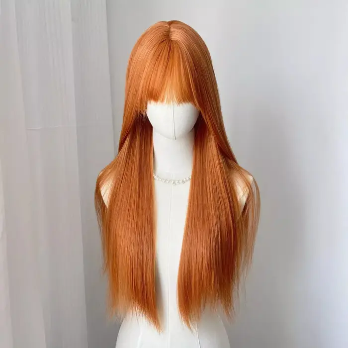 Perruque synthétique orange à grandes vagues, perruque de cosplay pour fête d'Halloween, perruque qu