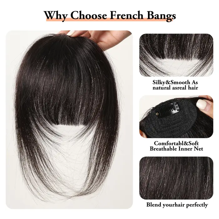 100% Remy cheveux humains frange frange Clips en naturel noir cheveux humains 3D Air frange postiche