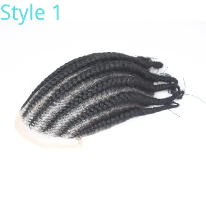 Cornrow tresses Afro toupet cheveux pour hommes 6 '' vrais cheveux humains pleine dentelle cheveux p