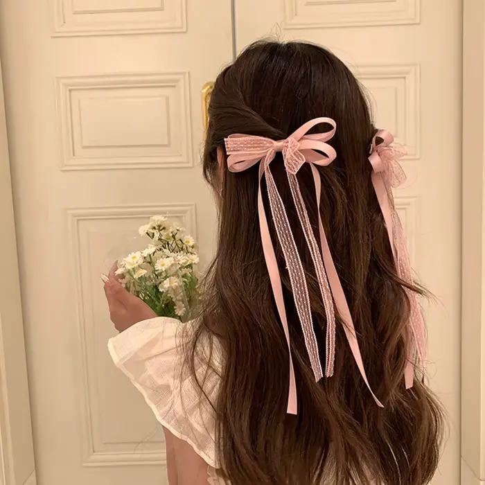 Pinces à cheveux avec ruban en maille pour femmes et filles, 2/6 pièces, accessoires de cheveux de f