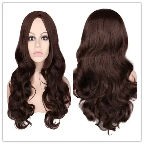 QQXCAIW-Perruque Synthétique Longue Ondulée pour Femme, Cosplay, Noir, Rouge, Rose, Blond, Marron Cl