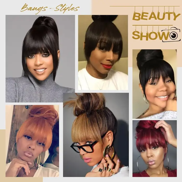 Extensions de cheveux synthétiques Yaki à frange droite pour femmes