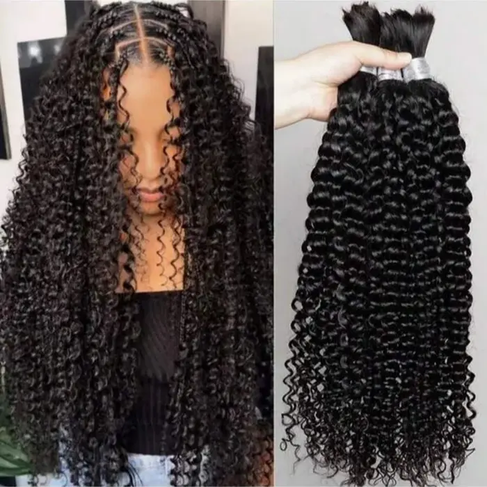 Cheveux humains en vrac pour tressage 2 paquets vague profonde Extensions de cheveux humains tressag