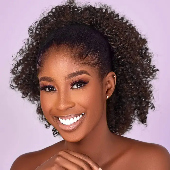 Afro bouffée crépus bouclés cordon queue de cheval Extension de chignon pour les femmes noires synthétique court