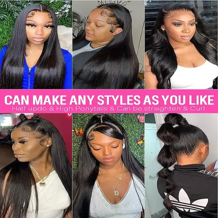 46 pouces 13x6 dentelle avant perruques naturel cheveux humains 220 densité droite HD dentelle avant