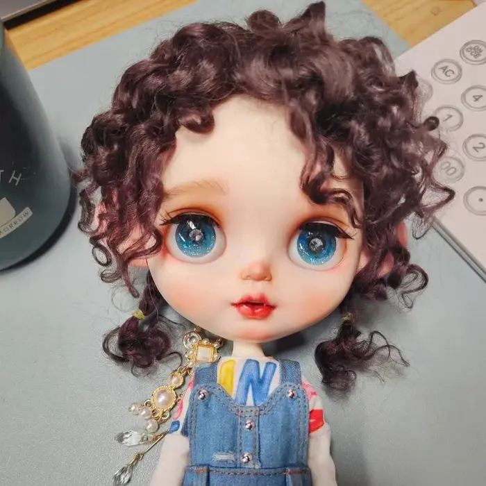 Perruques de poupée Blyth pour Blythe Qbaby, Mohair multicolore, boucles de tête explosives, circons