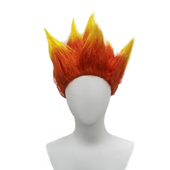 Perruque synthétique courte à pointes effet flamme unisexe pour cosplay d'héroïne d'anime, Halloween