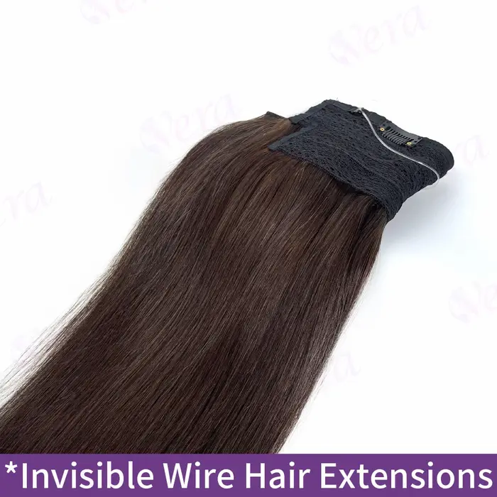 Extensions de Cheveux Humains Longs Bruns Foncés à réinitialisation
