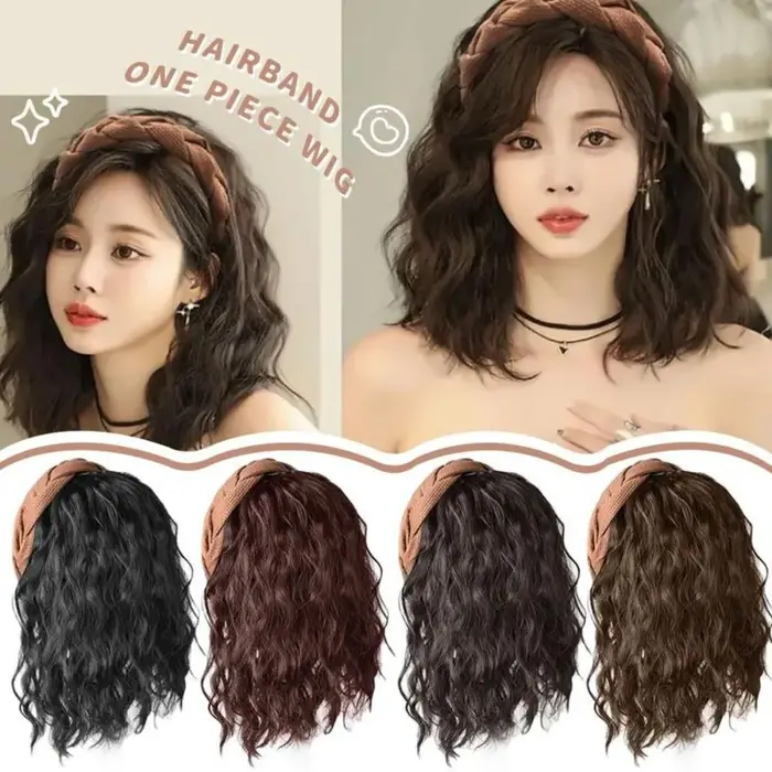 Mignon Long ondulé bouclés bandeau en forme de U naturel perruque pince Extension de cheveux fausse demi