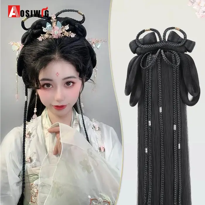 Hanfu synthétique Style ancien bandeau tresse intégré