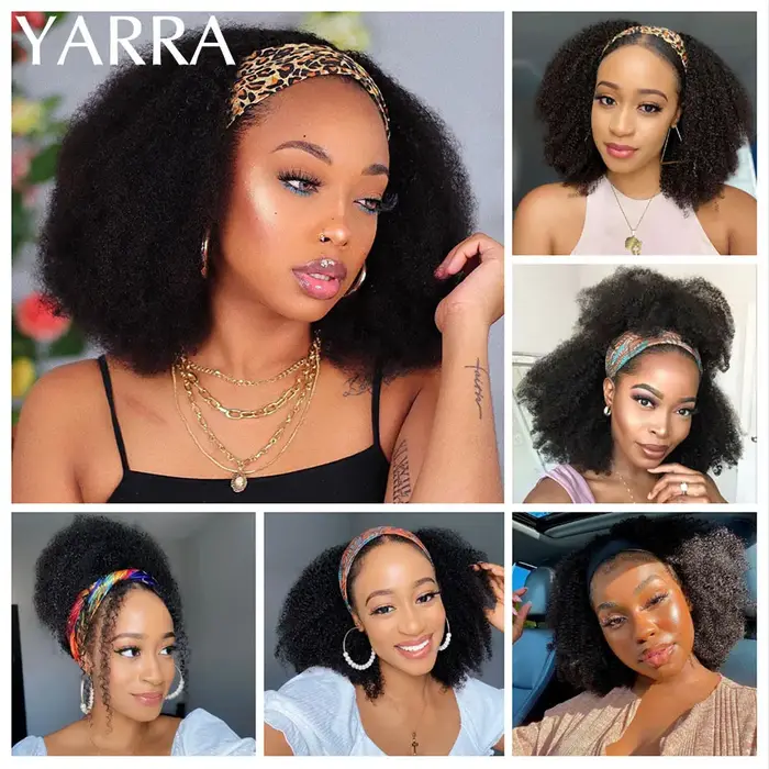 Afro crépus bouclés bandeau perruque cheveux humains brésilien bouclés Remy Afro crépus bandeau perr