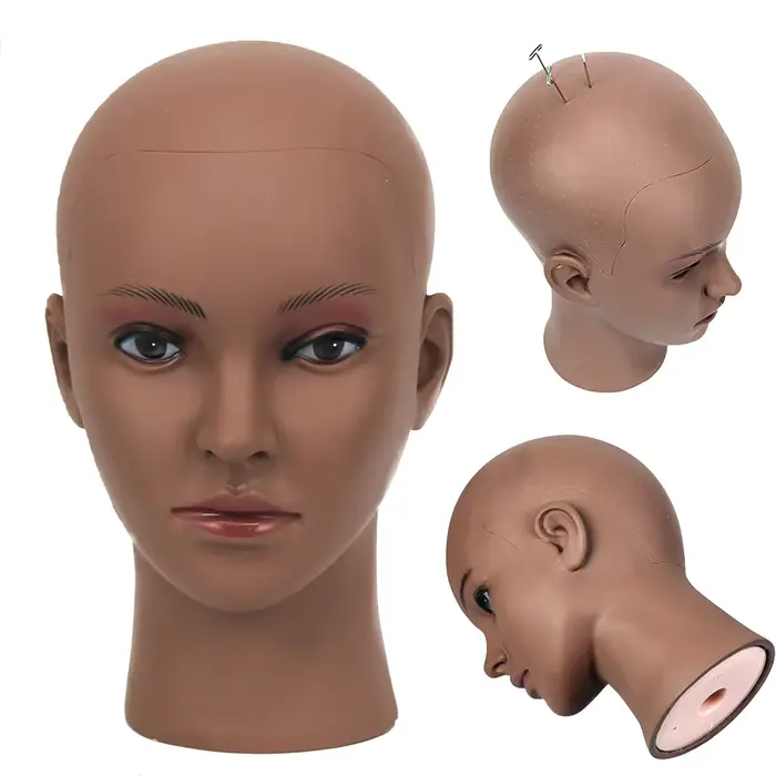 Tête de formation de Mannequin chauve femme grande taille 22 pouces sans
