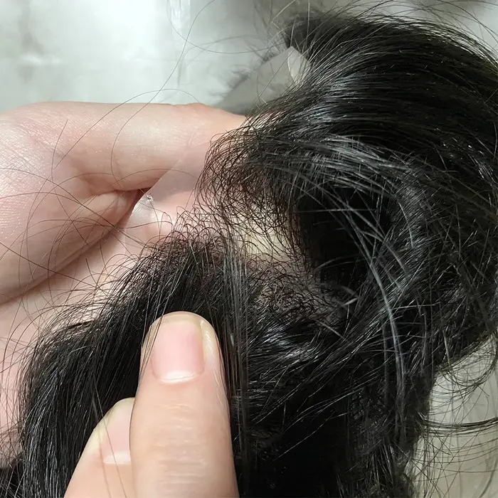 0.02mm peau Super Ultra mince 80% densité naissance des cheveux naturelle hommes toupet blond brun g