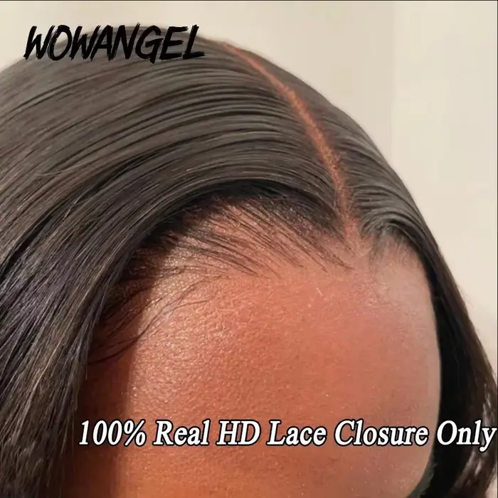 Perruque Lace Closure Remy Naturelle, Cheveux Lisses, 7x7, 6x6, Pre-Plucked, Only Invisible HD Trans