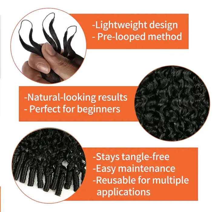 Extensions de cheveux humains bouclés birmans pré-séparés, nœuds miracle, pour tresses bohèmes, chev