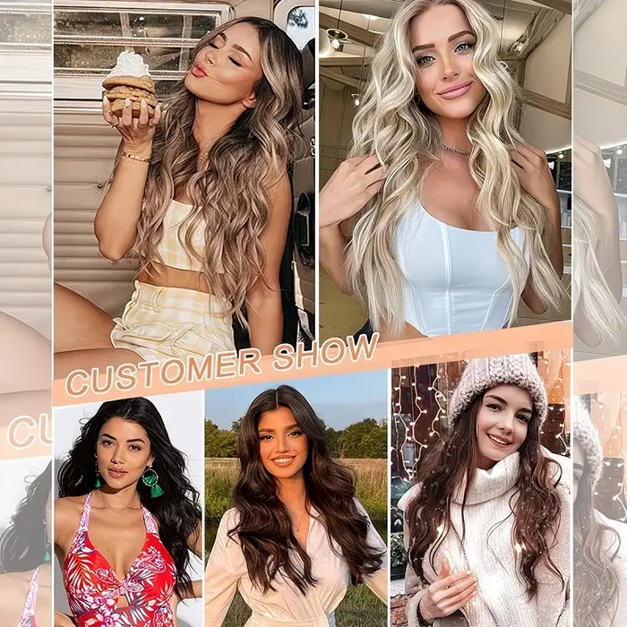 Extensions de cheveux synthétiques invisibles de 20 pouces pour femmes