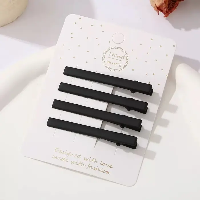 Pince à cheveux noire mate, nouvelle collection, sans trace, pour cheveux raides, pince bec de canar