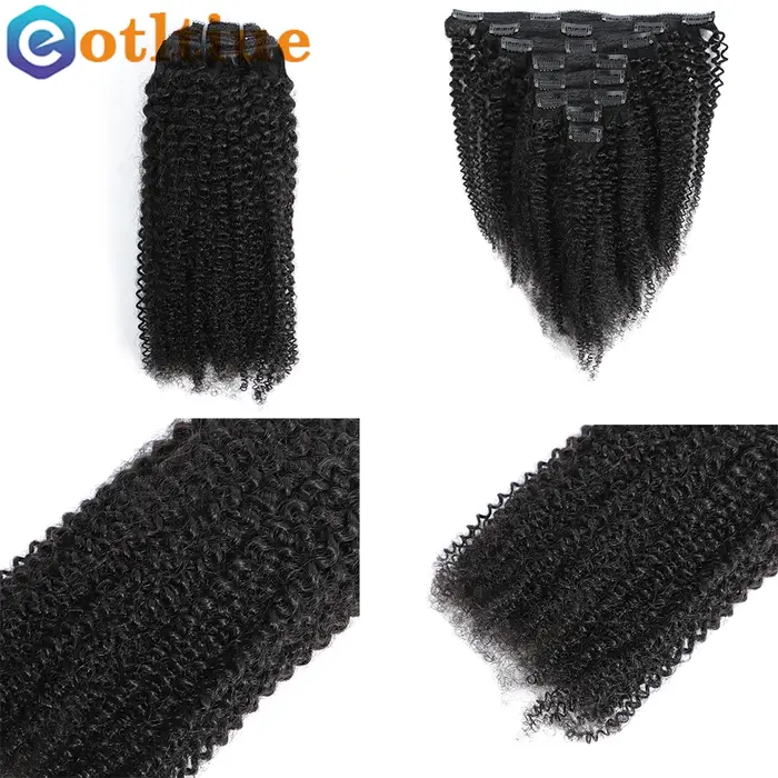 Eotltiue-Extensions de Cheveux Humains Crépus et Bouclés à réinitialisation