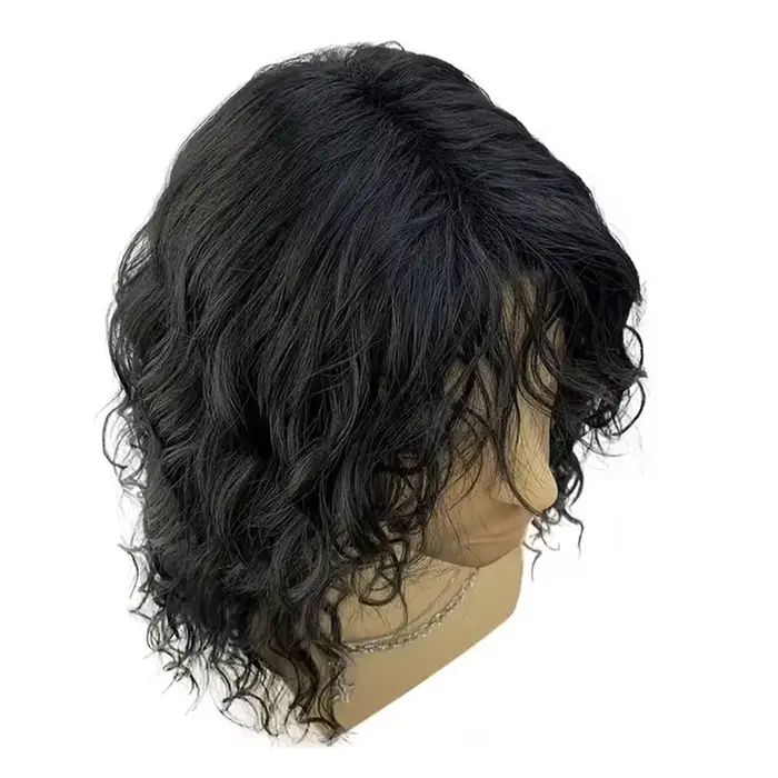 Perruque synthétique noire naturelle de 18 pouces