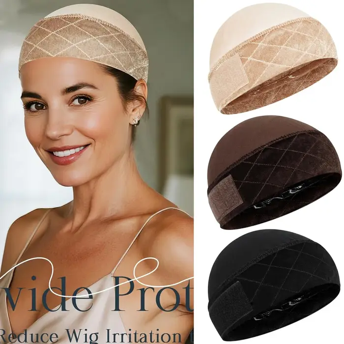 Bonnet de maintien pour perruque avec bande en silicone antidérapante