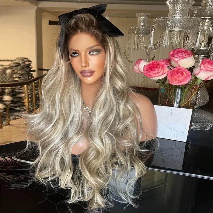 Perruque Lace Front Wig synthétique ondulée de luxe pour femmes