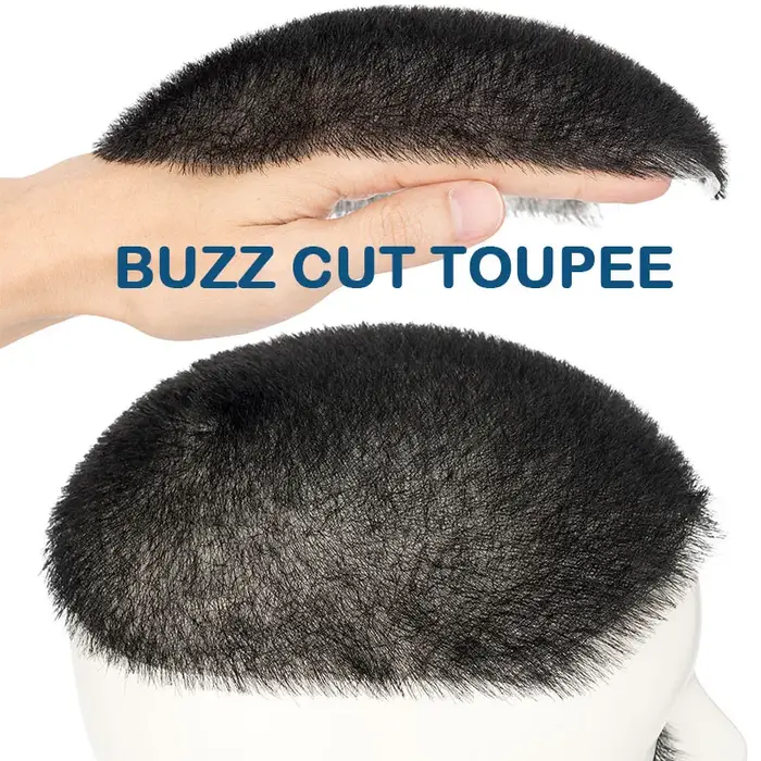 5x 7/6x8 100% cheveux humains Buzz coupe toupet pour hommes Ultra mince respirant PU Transparent com