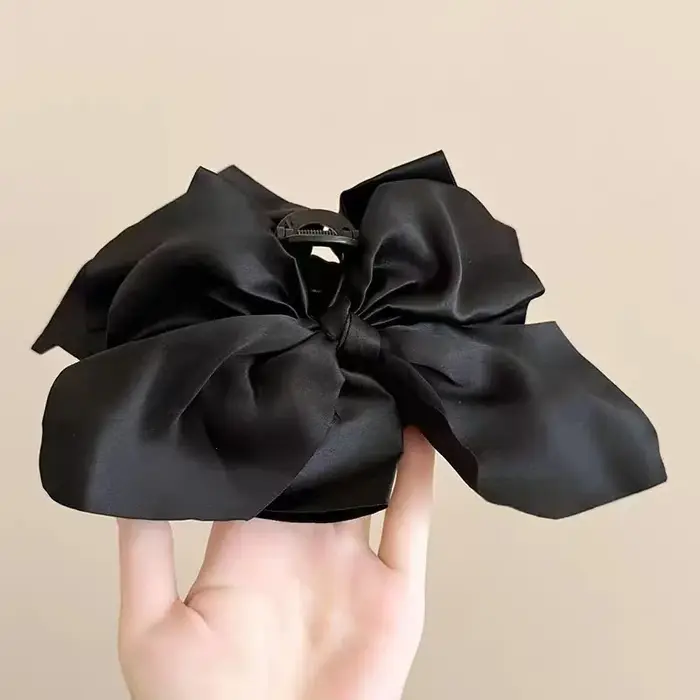 Pince à cheveux à gros nœud noir et blanc pour femmes, pince à queue de cheval élégante, mode fille,