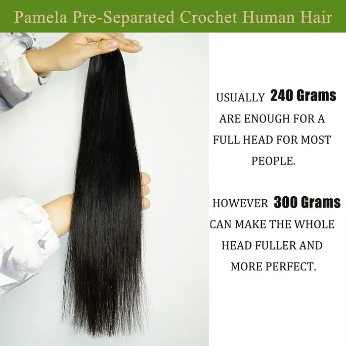 Extensions de cheveux humains au Crochet pré-séparés sans nœuds