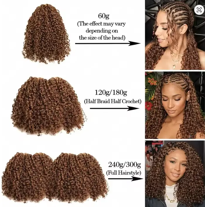 Cheveux humains bouclés en spirales petites, pré-séparés, sans nœuds, pour crochet – Miracle Knot # 