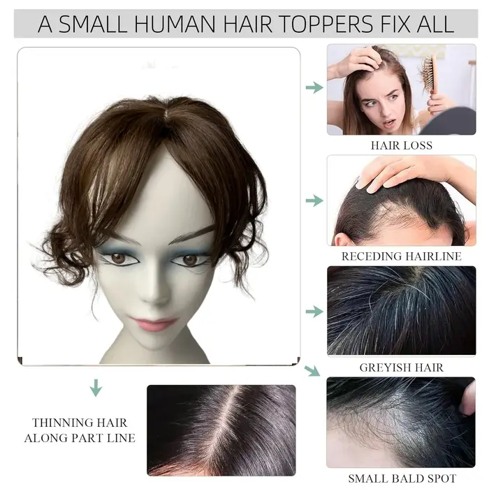 10 pouces corps court ondulé cheveux humains Toppers pour les femmes pince en postiches bouclées Extensions augmenter