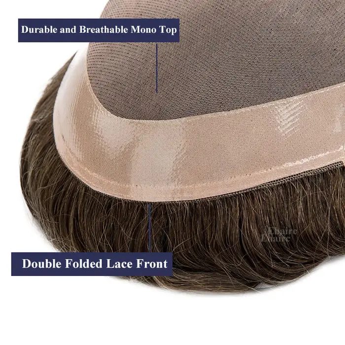 Prothèse capillaire pour hommes Mono perruque pour hommes perruques de cheveux naturels pour hommes
