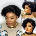 Perruque Bob courte coupe lutin perruque cheveux humains bouclés perruques pour femmes 13x1 dentelle