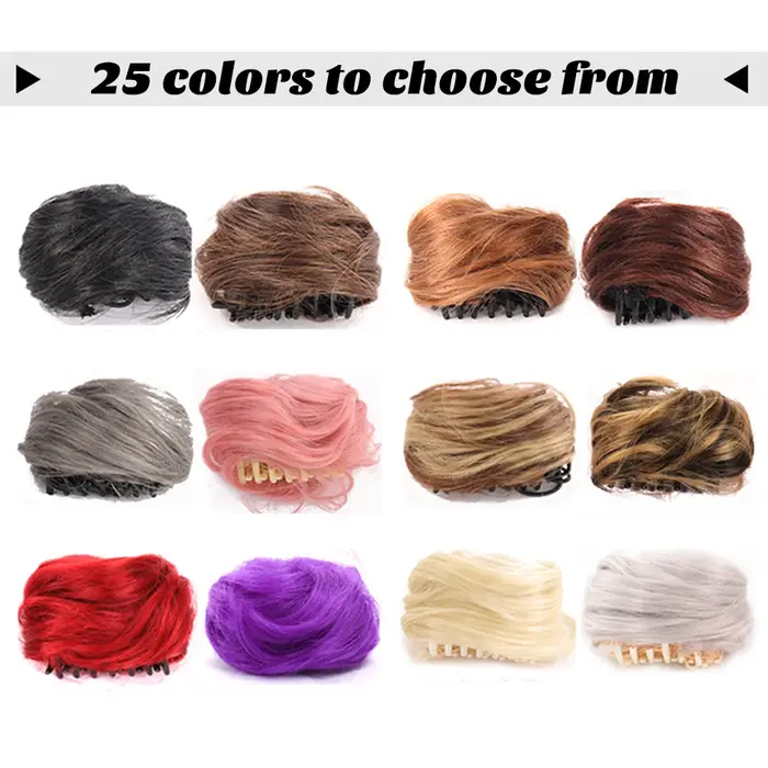 LM – Chignon synthétique bouclé pour femmes, postiche à griffes ombrées, chignons en désordre, pince