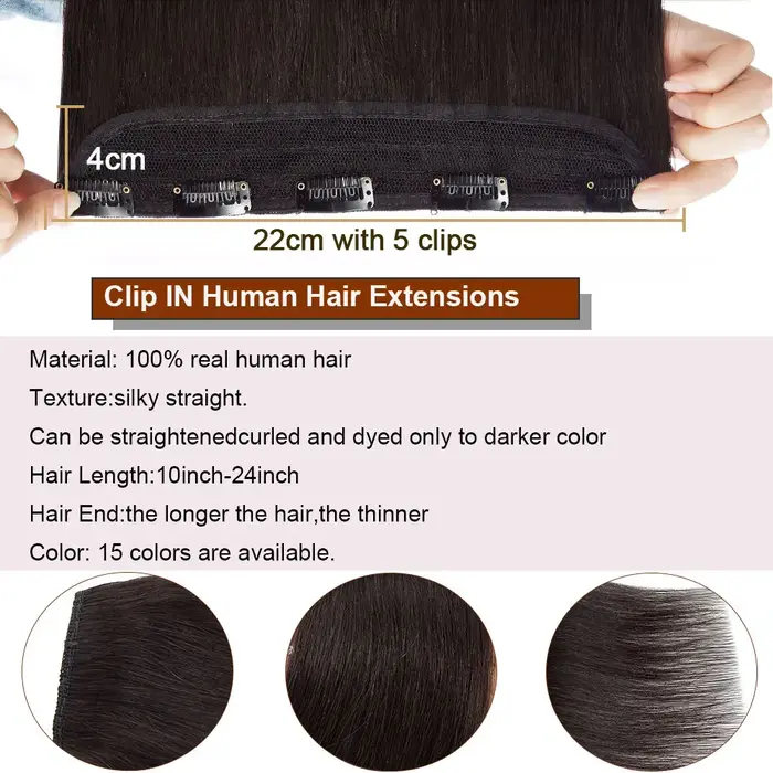 Extensions de cheveux humains à clipser pour femmes