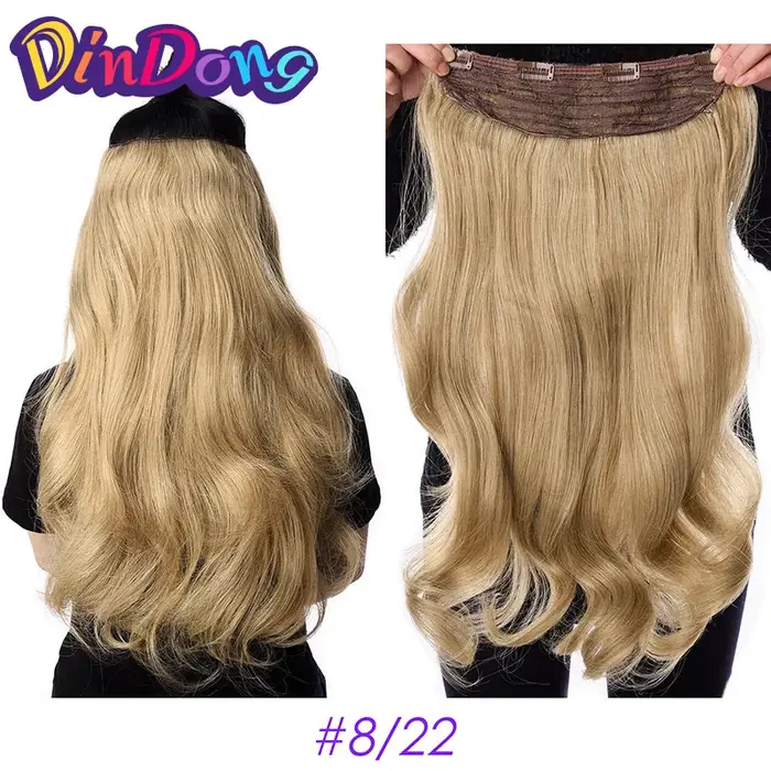 DinDong Clips dans les extensions de cheveux 32 pouces synthétiques ondulés 210G Premium cheveux rés