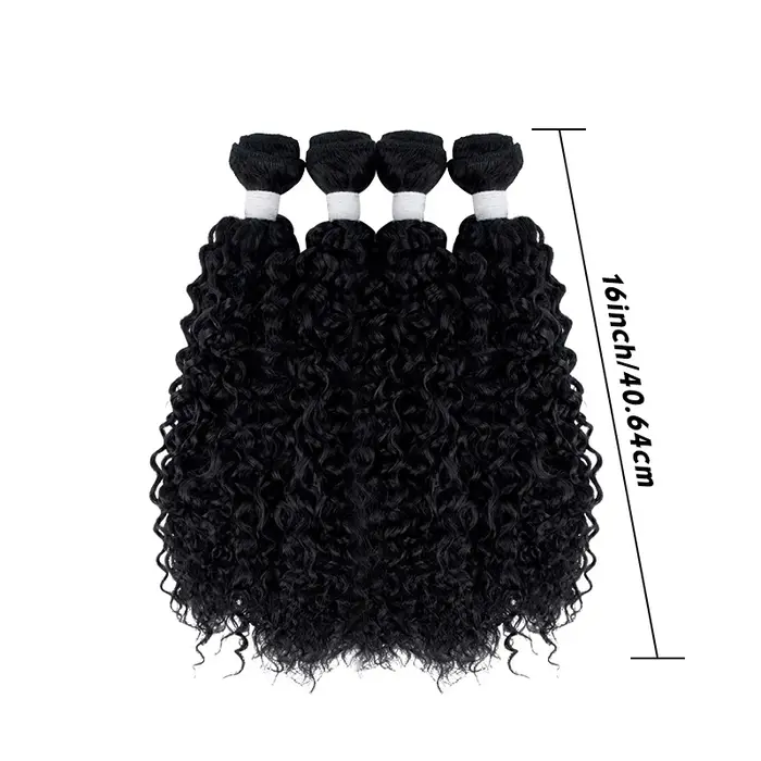 Lot de 4 mèches de cheveux synthétiques bouclés crépus avec closure 4x4