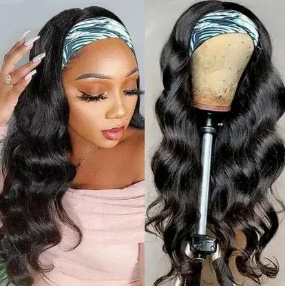 Perruque de Cheveux Humains 100% Naturels, Brun et Noir, avec Bandeau de Sauna, Prêt à vitation, Bod