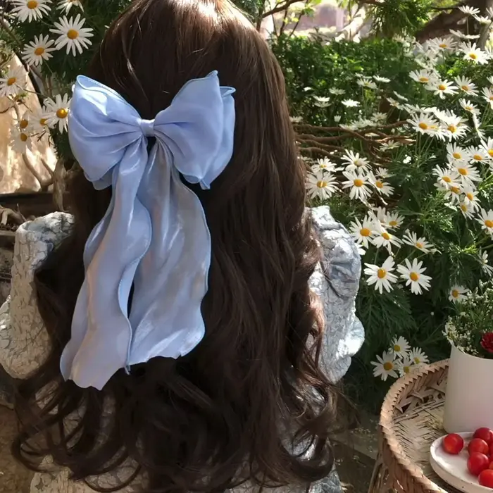Pinces à cheveux avec nœud en mousseline de soie pour filles