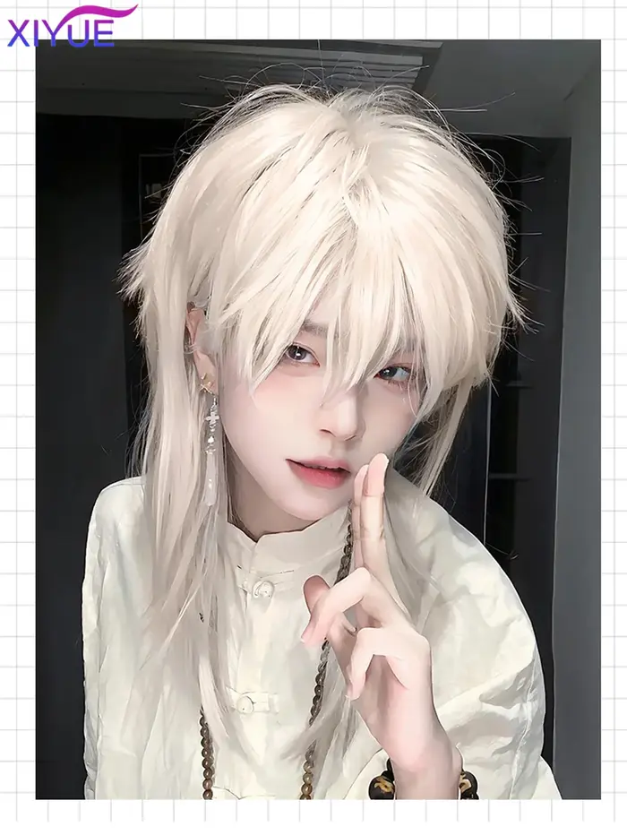 Perruque synthétique à tête de mulet Blonde, longue et lisse, moelleuse, Lolita Cosplay, résistante